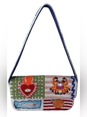 America & Beyond Viral Coastal Patchwork Beaded Bag